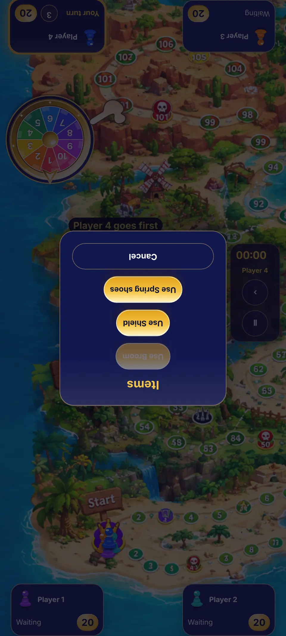 Items the current player can use at the start of a turn